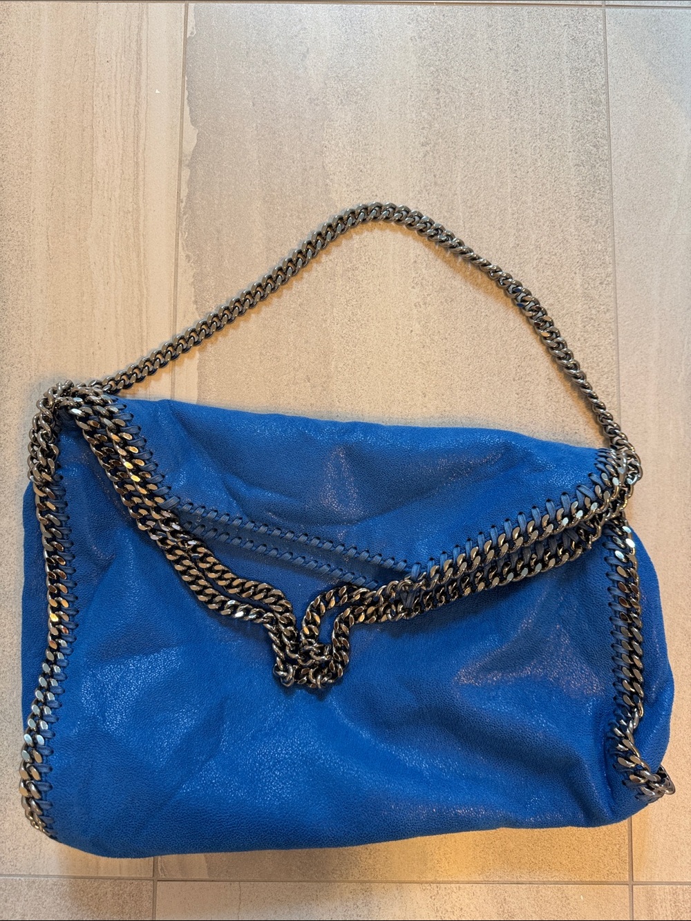 Stella McCartney Royal Blue Chain-Trim Shoulder Bag